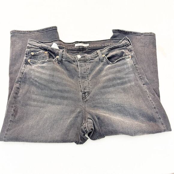 Levi's Wedgie Straight Charcoal Black Button Fly Denim Jeans Size 20 Women - Picture 4 of 9